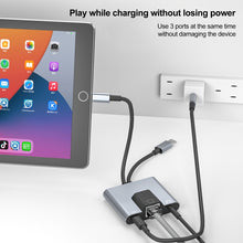 Load image into Gallery viewer, NK-1056Pro 3 in 1 8 Pin + USB-C / Type-C Male to 8 Pin Charging + Ethernet + 3.5mm Earphone Female Adapter