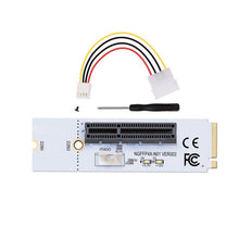 Load image into Gallery viewer, NGFF M.2 Key M to PCI-E 1X / 4X / 8X / 16X Graphics Card Mining Slot Adapter Riser Converter Card with LED &amp; 4 Pin Power Cable, VER003 with 4 Pin Power Cable