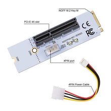 Load image into Gallery viewer, NGFF M.2 Key M to PCI-E 1X / 4X / 8X / 16X Graphics Card Mining Slot Adapter Riser Converter Card with LED &amp; 4 Pin Power Cable, VER003 with 4 Pin Power Cable