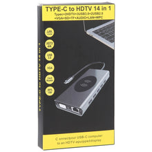 Load image into Gallery viewer, 14 in 1 Type-C Docking Station with Wireless Charging(1000M Network Port), 14 in 1