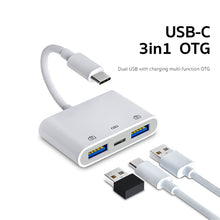 Load image into Gallery viewer, S-202 3 in 1 USB-C / Type-C Male to Type-C + 2 x USB Female Camera Adapter