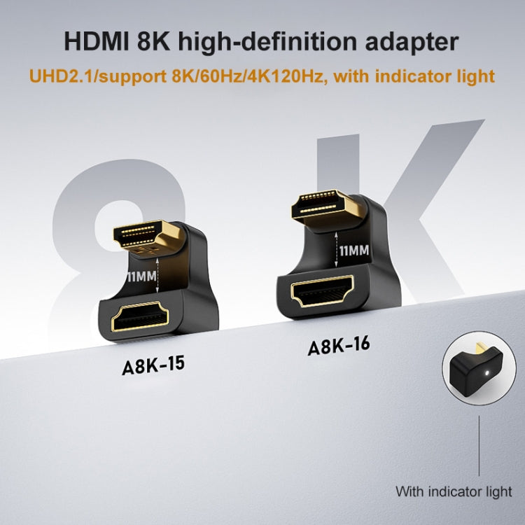 A8K-16 8K HDMI Male to HDMI Female U-bend Adapter, A8K-16