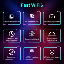 Load image into Gallery viewer, COMFAST 972AX 5400Mbps WiFi6 Free Drive USB Wireless Network Card, CF-972AX