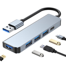 Load image into Gallery viewer, 5 in 1 USB to USB3.0+USB2.0x3+USB-C / Type-C HUB Adapter, Cable Length: 10cm, BYL-2301U