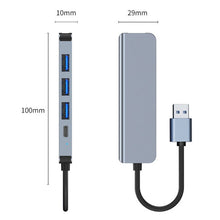 Load image into Gallery viewer, 5 in 1 USB to USB3.0+USB2.0x3+USB-C / Type-C HUB Adapter, Cable Length: 10cm, BYL-2301U