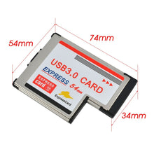 Load image into Gallery viewer, 2 Ports USB 3.0 5Gbps PCI 54mm Slot Express Card for Laptop / Notebook, 54mm