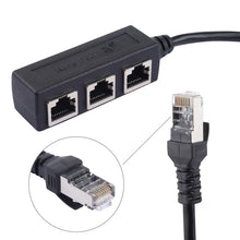 Load image into Gallery viewer, 1 to 3 Socket LAN Ethernet Network RJ45 Plug Splitter Extender, 3 Ports RJ45