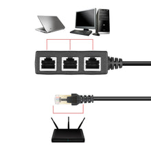 Load image into Gallery viewer, 1 to 3 Socket LAN Ethernet Network RJ45 Plug Splitter Extender, 3 Ports RJ45