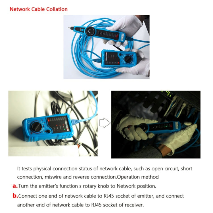 BSIDE FWT11 RJ11 / RJ45 Telephone Wire Tracker Ethernet LAN Network Cable Tester Detector Line Finder, FWT11 Line Finder