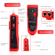 Load image into Gallery viewer, RJ11 / RJ45 Telephone Wire Tracker Ethernet LAN Network Cable Tester Detector Line Finder, RJ11 / RJ45 Line Finder