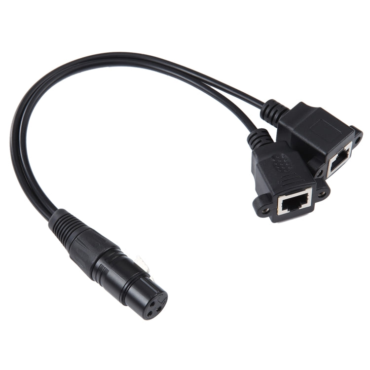 3-pin XLR Female to 2 x RJ45 Female Ethernet LAN Network Extension Cable, Cable Length: 30cm, 3-pin XLR Female to 2 x RJ45 Female