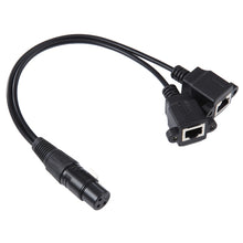 Load image into Gallery viewer, 3-pin XLR Female to 2 x RJ45 Female Ethernet LAN Network Extension Cable, Cable Length: 30cm, 3-pin XLR Female to 2 x RJ45 Female