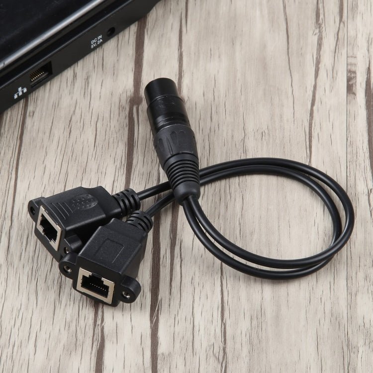 3-pin XLR Female to 2 x RJ45 Female Ethernet LAN Network Extension Cable, Cable Length: 30cm, 3-pin XLR Female to 2 x RJ45 Female