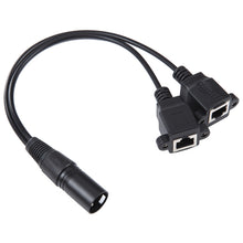 Load image into Gallery viewer, 3-pin XLR Male to 2 x RJ45 Female Ethernet LAN Network Extension Cable, Cable Length: 30cm, 3-pin XLR Male to 2 x RJ45 Female