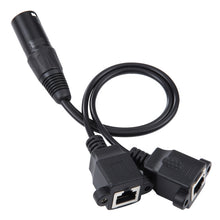Load image into Gallery viewer, 3-pin XLR Male to 2 x RJ45 Female Ethernet LAN Network Extension Cable, Cable Length: 30cm, 3-pin XLR Male to 2 x RJ45 Female