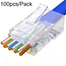 Load image into Gallery viewer, 100pcs /Pack Cat6e Unshielded Pass Through RJ45 Connector Modular Plug, Cat6e UnShielded Pass Through