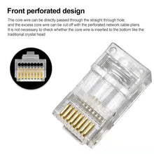 Load image into Gallery viewer, 100pcs Cat5e Shielded Pass Through RJ45 Connector Modular Plug, Cat5e Shielded Pass Through