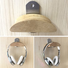 Load image into Gallery viewer, Square Stainless Steel Patch + Solid Wood Wall-mounted Headset Holder