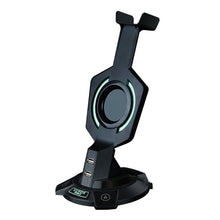 Load image into Gallery viewer, R-008-02 Luminous Integrated Mecha-shaped Headset Holder with Dual USB Ports &amp; Computer Switch