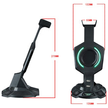 Load image into Gallery viewer, R-008-02 Luminous Integrated Mecha-shaped Headset Holder with Dual USB Ports &amp; Computer Switch
