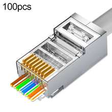 Load image into Gallery viewer, 100pcs /Pack Cat6e Shielded Pass Through RJ45 Connector Modular Plug, Cat6e Shielded Pass Through