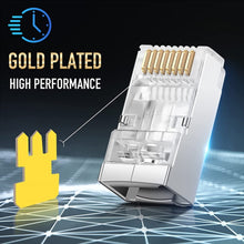 Load image into Gallery viewer, 100pcs /Pack Cat6e Shielded Pass Through RJ45 Connector Modular Plug, Cat6e Shielded Pass Through