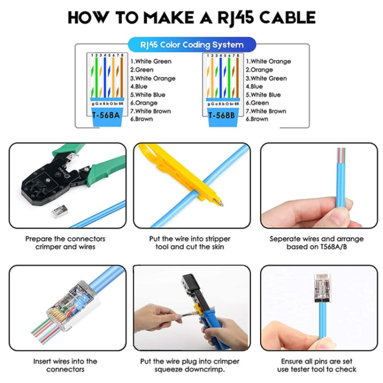 100pcs /Pack Cat6e Shielded Pass Through RJ45 Connector Modular Plug, Cat6e Shielded Pass Through
