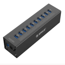 Load image into Gallery viewer, ORICO A3H10 Aluminum High Speed 10 Ports USB 3.0 HUB with Power Adapter for Laptops, 10 Ports (Silver), 10 Ports (Black)