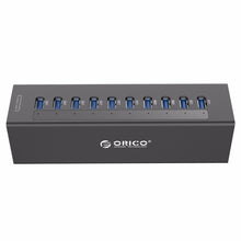 Load image into Gallery viewer, ORICO A3H10 Aluminum High Speed 10 Ports USB 3.0 HUB with Power Adapter for Laptops, 10 Ports (Silver), 10 Ports (Black)