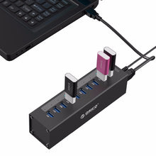 Load image into Gallery viewer, ORICO A3H10 Aluminum High Speed 10 Ports USB 3.0 HUB with Power Adapter for Laptops, 10 Ports (Silver), 10 Ports (Black)