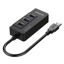 Load image into Gallery viewer, ORICO HR01-U3 ABS 3 Ports USB3.0 HUB Splitter with External RJ45 Gigabit Ethernet Network Card 5 Gbps for Laptops / Desktop / Ultrabook etc.
