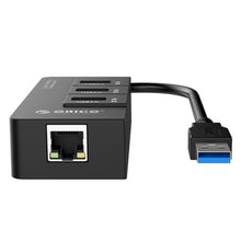 Load image into Gallery viewer, ORICO HR01-U3 ABS 3 Ports USB3.0 HUB Splitter with External RJ45 Gigabit Ethernet Network Card 5 Gbps for Laptops / Desktop / Ultrabook etc.