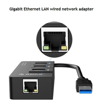 Load image into Gallery viewer, ORICO HR01-U3 ABS 3 Ports USB3.0 HUB Splitter with External RJ45 Gigabit Ethernet Network Card 5 Gbps for Laptops / Desktop / Ultrabook etc.