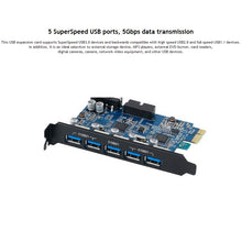 Load image into Gallery viewer, ORICO PVU3-5O2I USB3.0 * 5 + 20Pin Slot * 1 PCI Express Card for Desktop, 5Gbps Superspeed Data Transmission, 5 Ports USB3.0