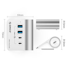 Load image into Gallery viewer, ORICO M3CU2 Aluminum Alloy 4-Port Type-C And USB 3.2 Gen2 10Gbps HUB, M3CU2
