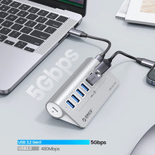 Load image into Gallery viewer, ORICO M3U7 Aluminum Alloy 7-Port USB 3.2 Gen1 5Gbps HUB with 1m Cable, M3U7 1m