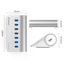 Load image into Gallery viewer, ORICO M3U7-G2 Aluminum Alloy 7-Port USB 3.2 Gen2 10Gbps HUB with 0.5m Cable, M3U7-G2 0.5m