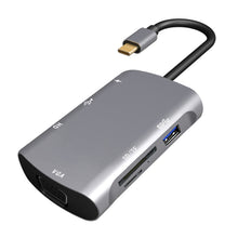 Load image into Gallery viewer, V217E 7 In 1 Type C / USB-C to PD + HDMI + VGA + USB3.0 + UB2.0 + SD / TF Multi-function Type-C / USB-C HUB Docking Station, PD+HDMI+VGA+USB3.0+UB2.0+SD / TF