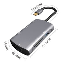 Load image into Gallery viewer, V217E 7 In 1 Type C / USB-C to PD + HDMI + VGA + USB3.0 + UB2.0 + SD / TF Multi-function Type-C / USB-C HUB Docking Station, PD+HDMI+VGA+USB3.0+UB2.0+SD / TF