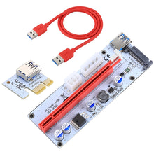 Load image into Gallery viewer, PCE164P-N06 VER008S USB 3.0 PCI-E Express 1x to 16x PCI-E Extender Riser Card Adapter 15 Pin SATA Power 6 Pin + 4 Pin Power Supply Port with 60cm USB Cable, VER008S Red