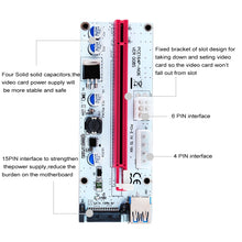Load image into Gallery viewer, PCE164P-N06 VER008S USB 3.0 PCI-E Express 1x to 16x PCI-E Extender Riser Card Adapter 15 Pin SATA Power 6 Pin + 4 Pin Power Supply Port with 60cm USB Cable, VER008S Red