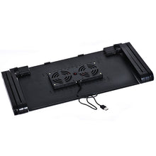 Load image into Gallery viewer, Portable 360 Degree Adjustable Foldable Aluminium Alloy Desk Stand with Double CPU Fans &amp; Mouse Pad for Laptop / Notebook, Desk Size: 420mm x 260mm, 420 x 260mm