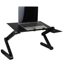 Load image into Gallery viewer, Portable 360 Degree Adjustable Foldable Aluminium Alloy Desk Stand with Double CPU Fans &amp; Mouse Pad for Laptop / Notebook, Desk Size: 480mm x 260mm, 480 x 260mm