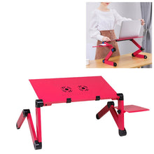 Load image into Gallery viewer, Portable 360 Degree Adjustable Foldable Aluminium Alloy Desk Stand with Double CPU Fans &amp; Mouse Pad for Laptop / Notebook, Desk Size: 480mm x 260mm, 480 x 260mm