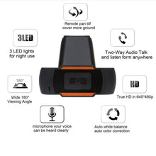 Load image into Gallery viewer, A870 480P Pixels HD 360 Degree WebCam USB 2.0 PC Camera with Microphone for Skype Computer PC Laptop, Cable Length: 1.4m, A870 (Orange), A870 (Black)