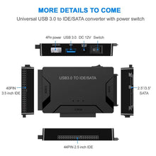 Load image into Gallery viewer, USB 3.0 to SATA / IDE Hard Disk Drive Converter Adapter Cable for 2.5 inch / 3.5 inch SATA IDE HDD, Cable Length: 1m, US160