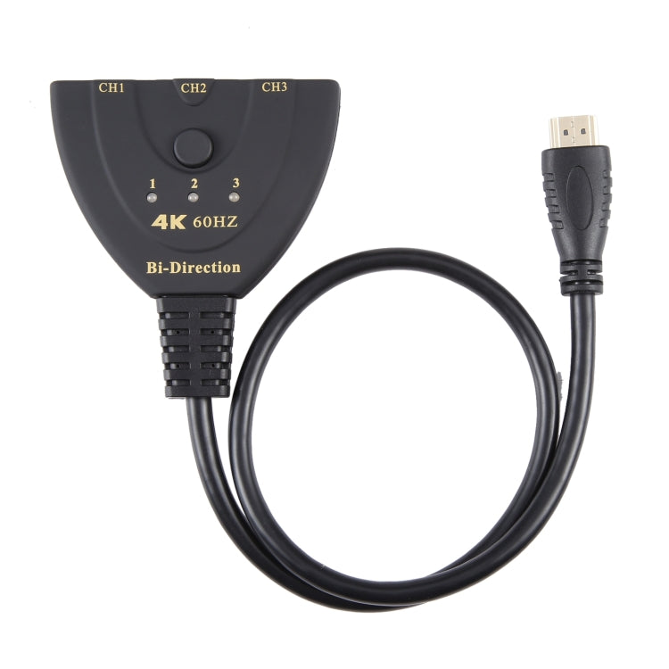 3 x 1 4K 60Hz HDMI Bi-Direction Switcher with Pigtail HDMI Cable, Bi-Direction