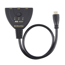 Load image into Gallery viewer, 3 x 1 4K 60Hz HDMI Bi-Direction Switcher with Pigtail HDMI Cable, Bi-Direction