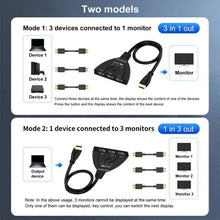 Load image into Gallery viewer, 3 x 1 4K 60Hz HDMI Bi-Direction Switcher with Pigtail HDMI Cable, Bi-Direction