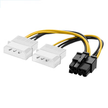 Load image into Gallery viewer, 18cm Y Shape 8 Pin PCI Express to Dual 4 Pin Molex Graphics Card Power Cable, 8 Pin Female to Dual 4 Pin Male